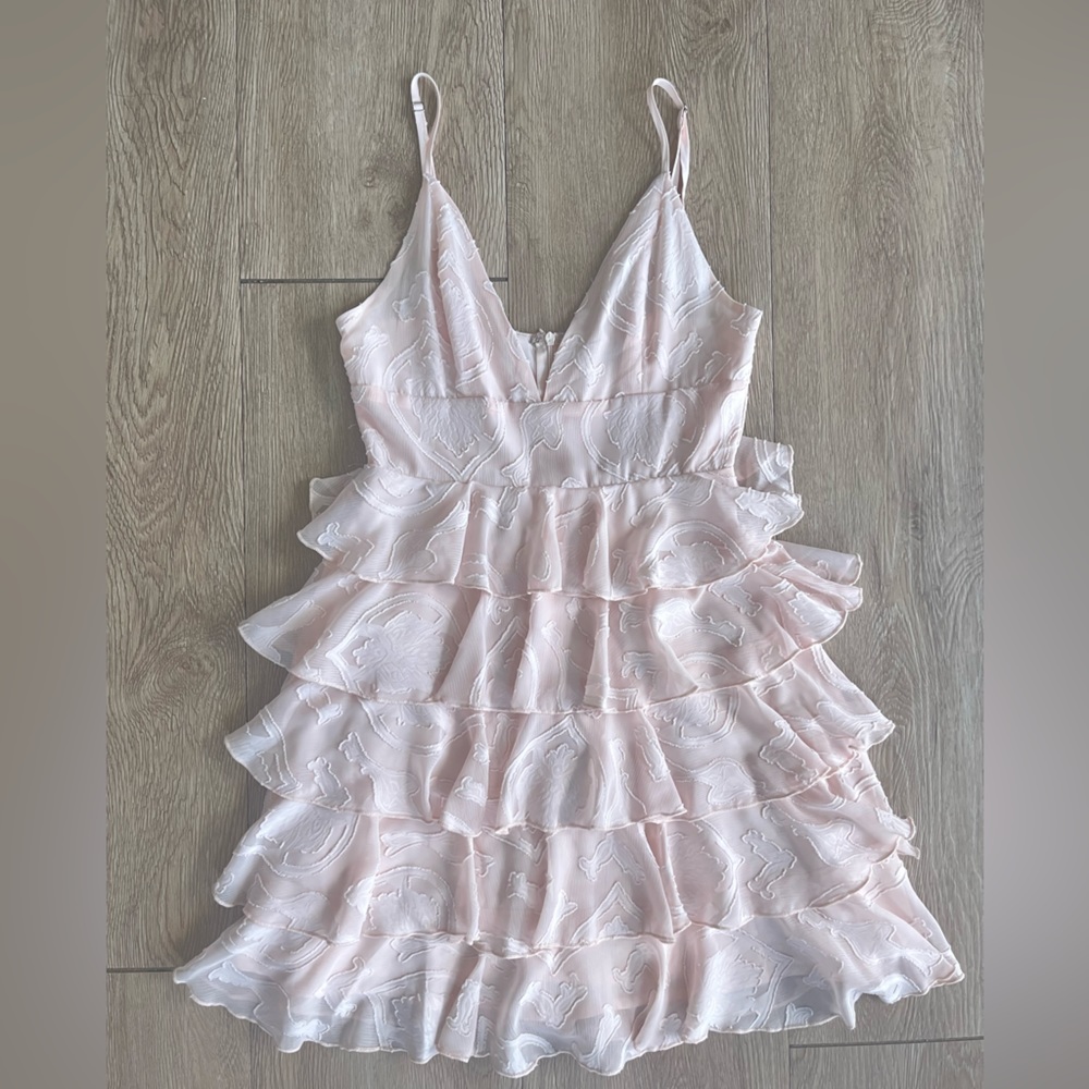 As Always Peach Ruffled Cocktail Dress